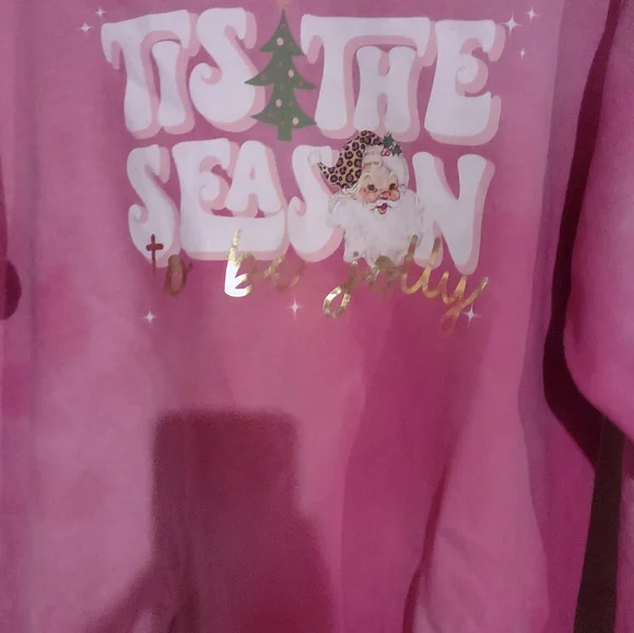 Pink size medium Christmas sweatshirt Tis the season to be jolly - Picture 3 of 7